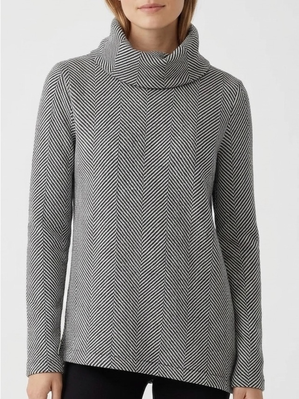J.Crew Factory Herringbone Funnelneck Pullover Sweater XS Quiet Luxury